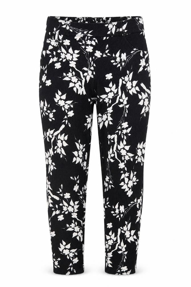 Select Womens Black Floral  Jegging Trousers Size 8 L24 in