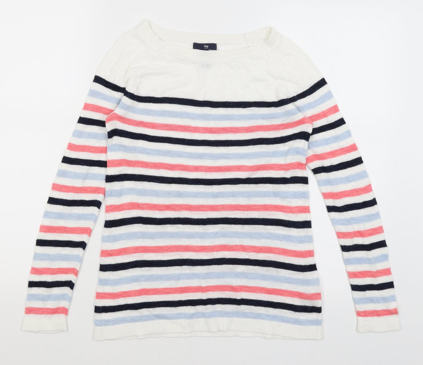 Gap Womens White Striped  Pullover Jumper Size XS
