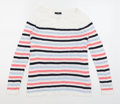 Gap Womens White Striped  Pullover Jumper Size XS