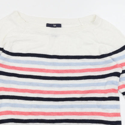 Gap Womens White Striped  Pullover Jumper Size XS