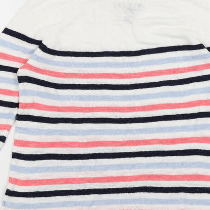 Gap Womens White Striped  Pullover Jumper Size XS