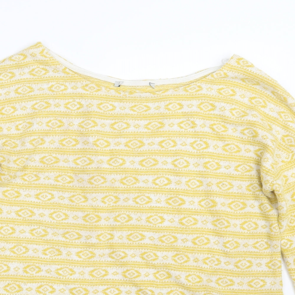 NEXT Womens Yellow Geometric Knit Pullover Jumper Size 8