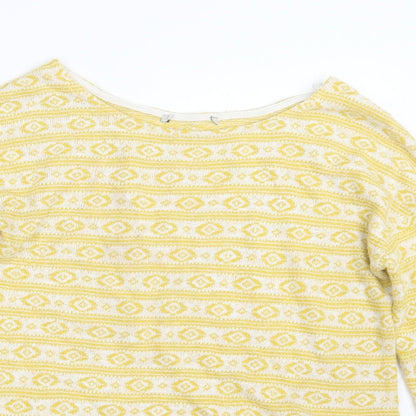 Next Womens Yellow Geometric Knit Pullover Jumper Size 8