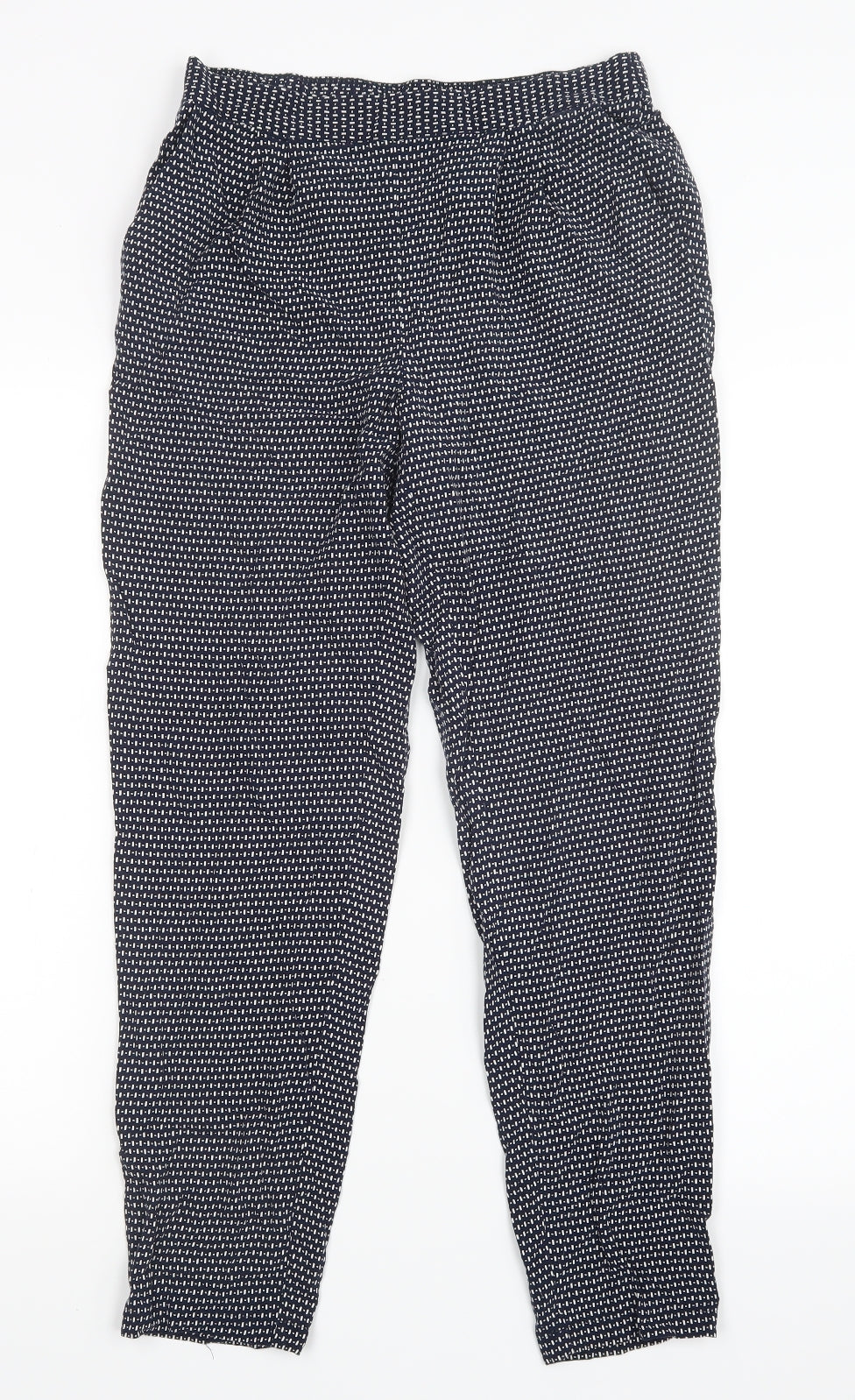 Additional front view of Papaya women’s blue geometric trousers, size UK 8, 25.5-inch leg