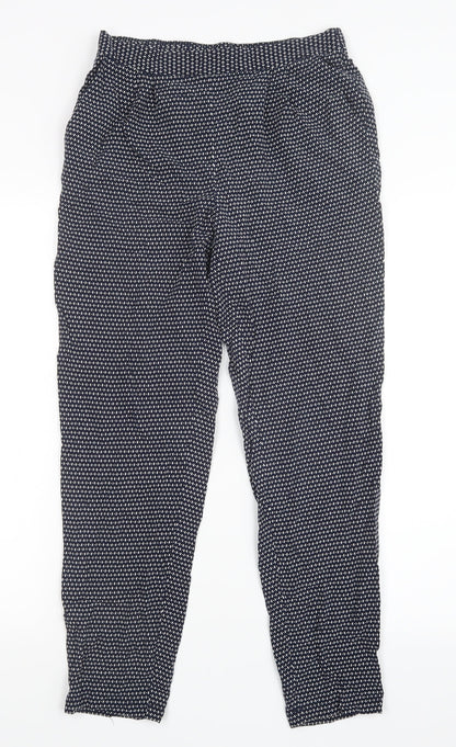 Additional front view of Papaya women’s blue geometric trousers, size UK 8, 25.5-inch leg