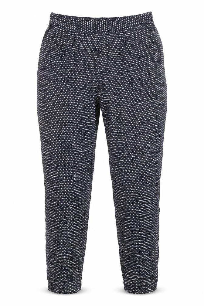 Front view of Papaya women’s blue geometric trousers, size UK 8, 25.5-inch leg