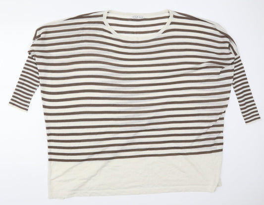 VILA Womens Beige Striped  Pullover Jumper One Size