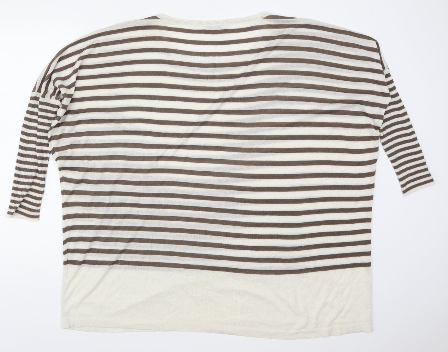 VILA Womens Beige Striped  Pullover Jumper One Size