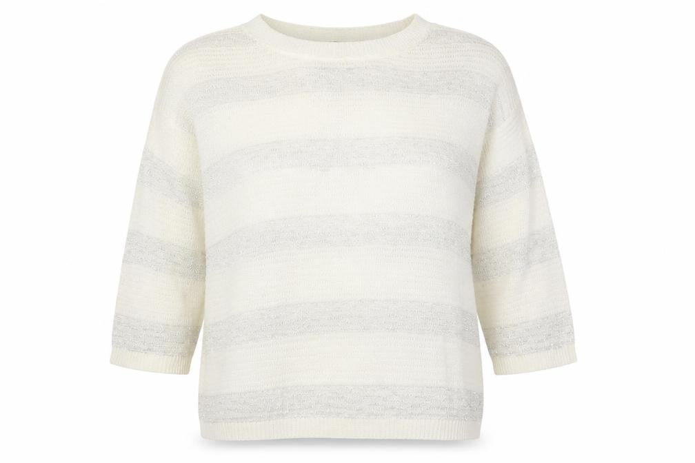 Mango Womens White Striped  Pullover Jumper Size S