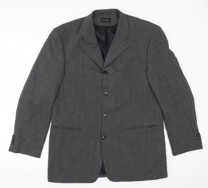 Benvenuto Mens Grey Geometric  Jacket Suit Jacket Size 40
