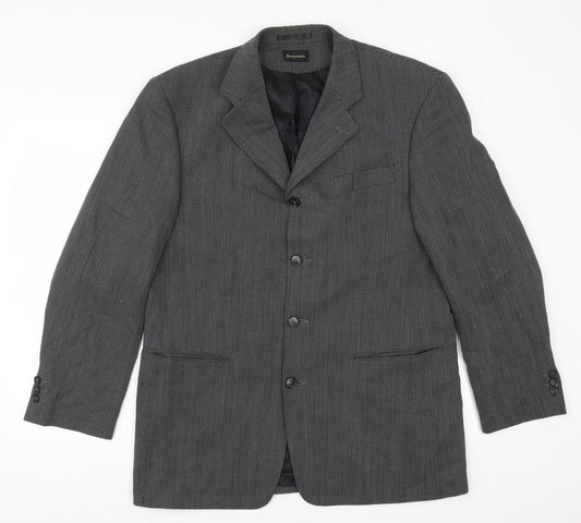 Benvenuto Mens Grey Geometric  Jacket Suit Jacket Size 40