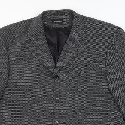 Benvenuto Mens Grey Geometric  Jacket Suit Jacket Size 40