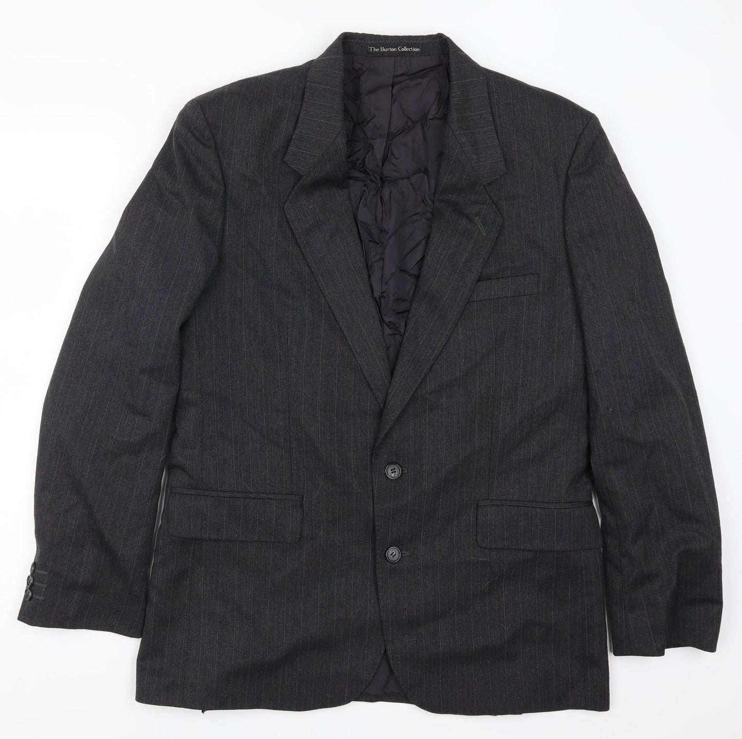Burton Mens Grey Striped  Jacket Suit Jacket Size 42