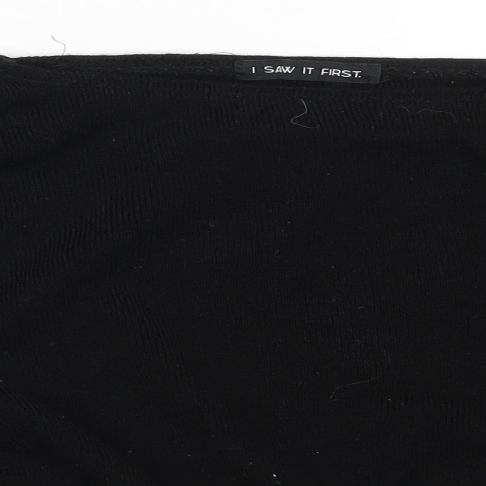 I SAW IT FIRST Womens Black Striped  Pullover Jumper Size 6