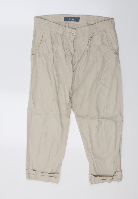 Evie Womens Beige   Cropped Trousers Size 8 L20 in