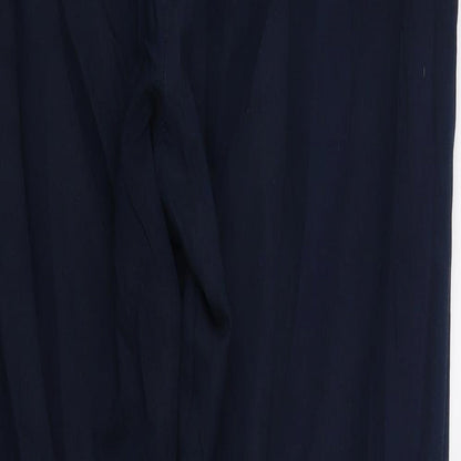 Brand and care label for Papaya women’s blue trousers, size UK 12, 24-inch leg