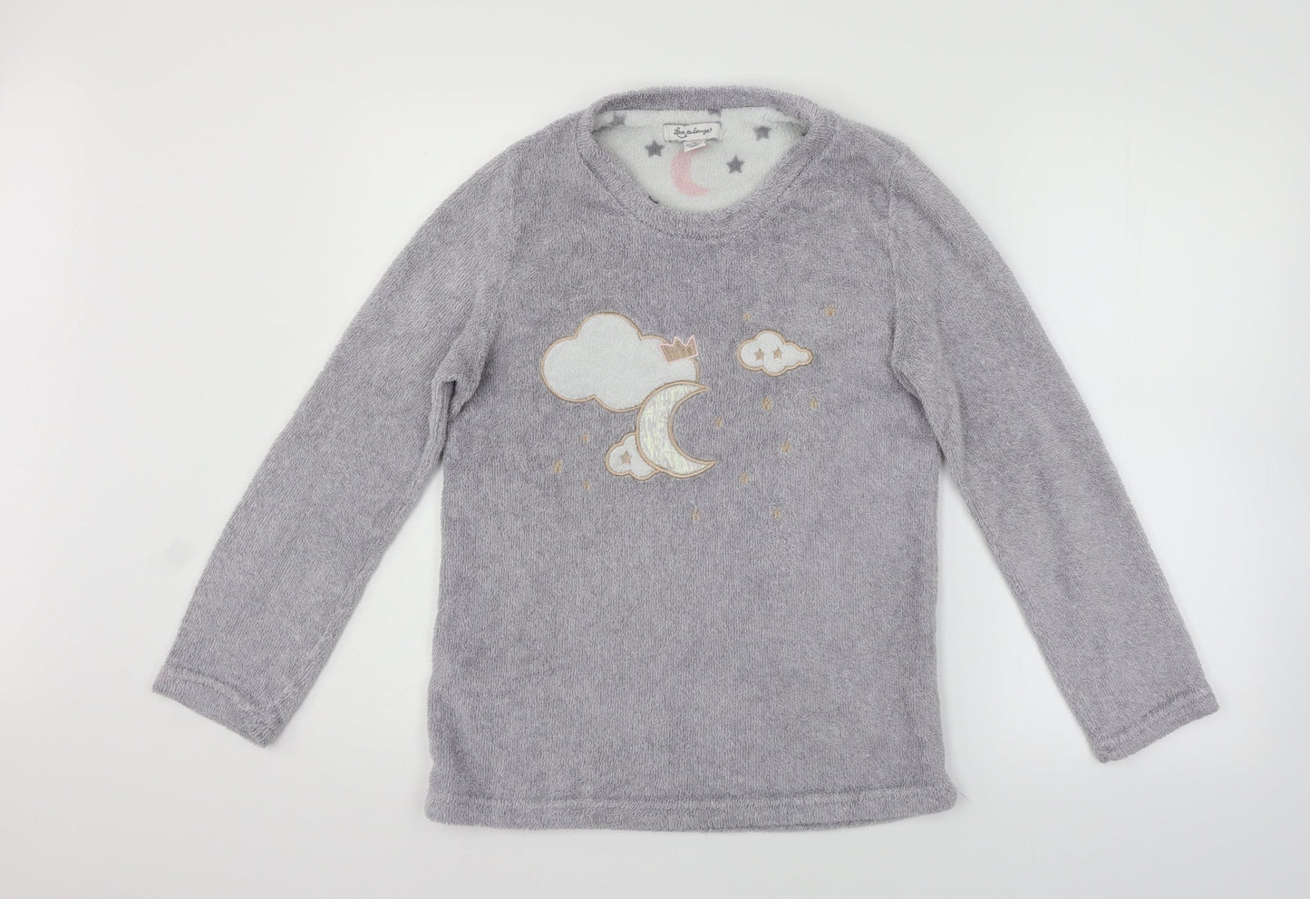 LOVE TO LOUNGE Womens Grey Solid  Top Pyjama Top Size XS