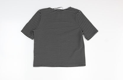 Back view of Atmosphere women’s grey striped basic t-shirt, size UK 10