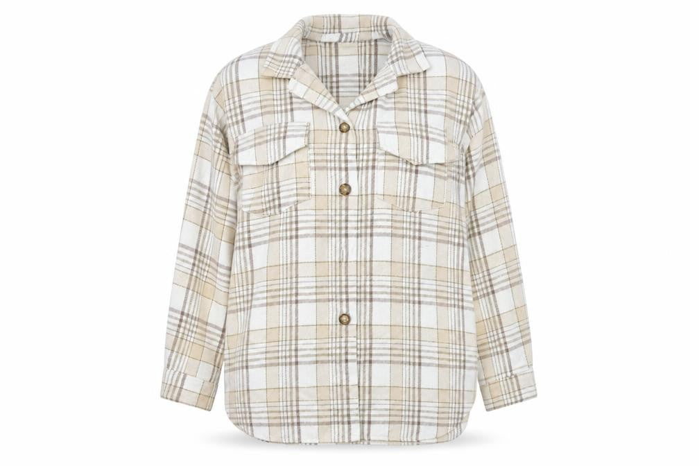 Cameo Rose Womens Beige Check Basic Button-Up Size L