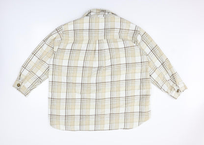 Cameo Rose Womens Beige Check Basic Button-Up Size L