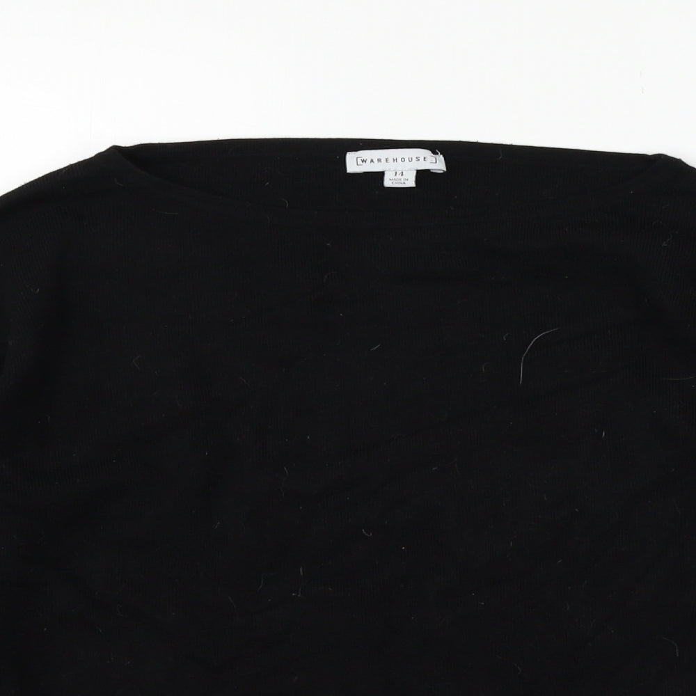 Warehouse Womens Black   Henley Jumper Size 12