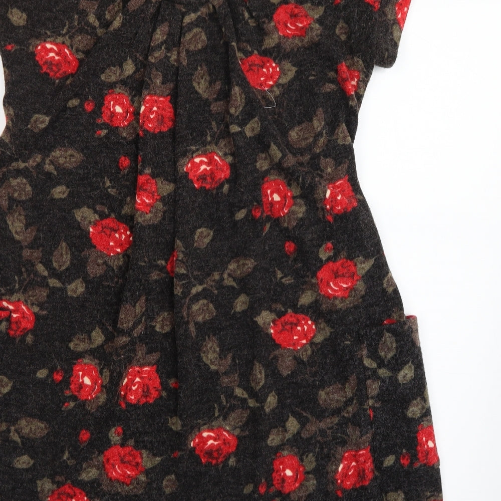 Yumi Womens Brown Fair Isle  Skater Dress  Size M