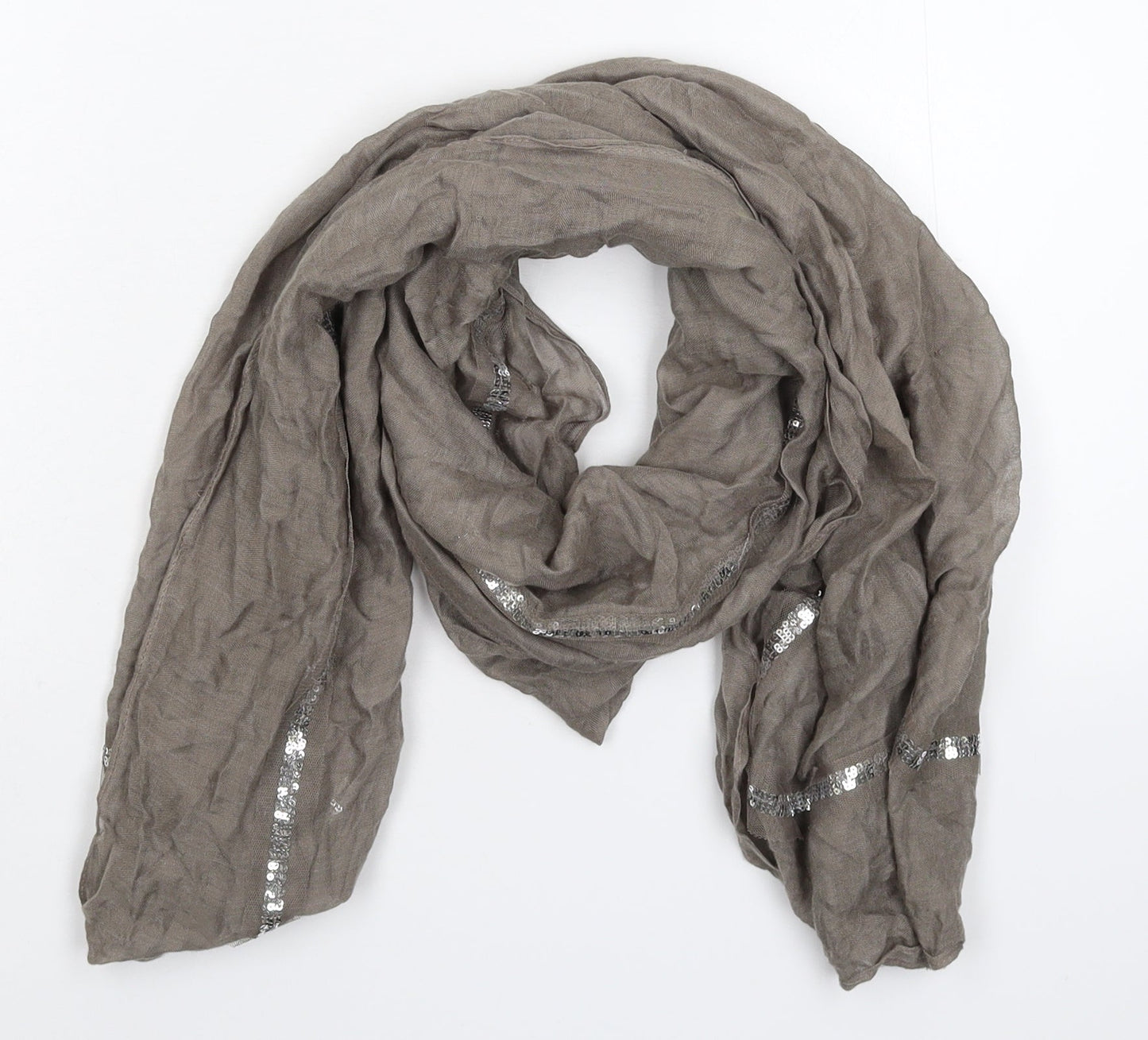 Preworn Womens Grey Striped Knit  Scarf