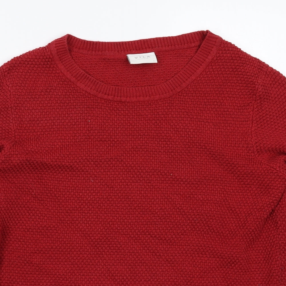 VILA Womens Red  Knit Pullover Jumper Size L