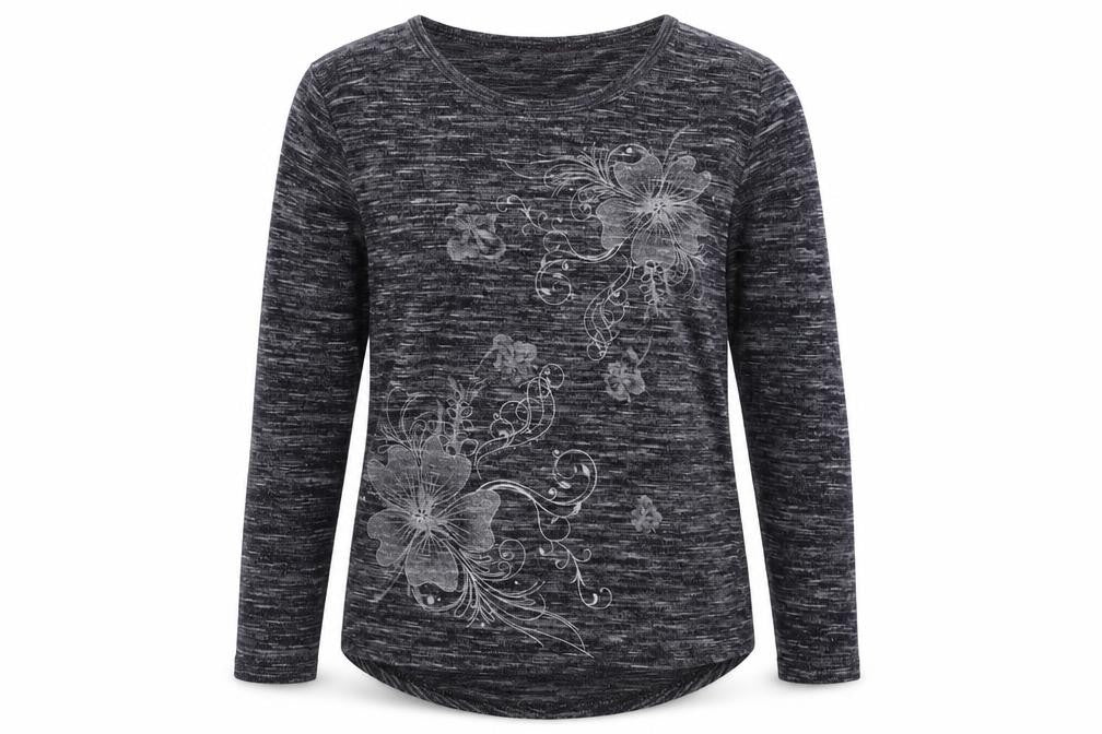 DMJ Womens Blue Floral Knit Pullover Jumper Size L