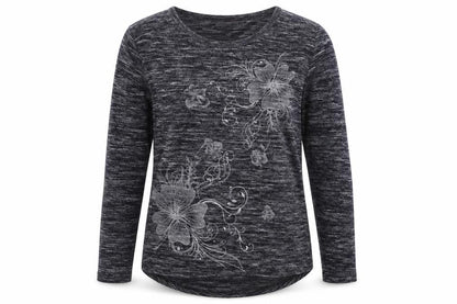 DMJ Womens Blue Floral Knit Pullover Jumper Size L