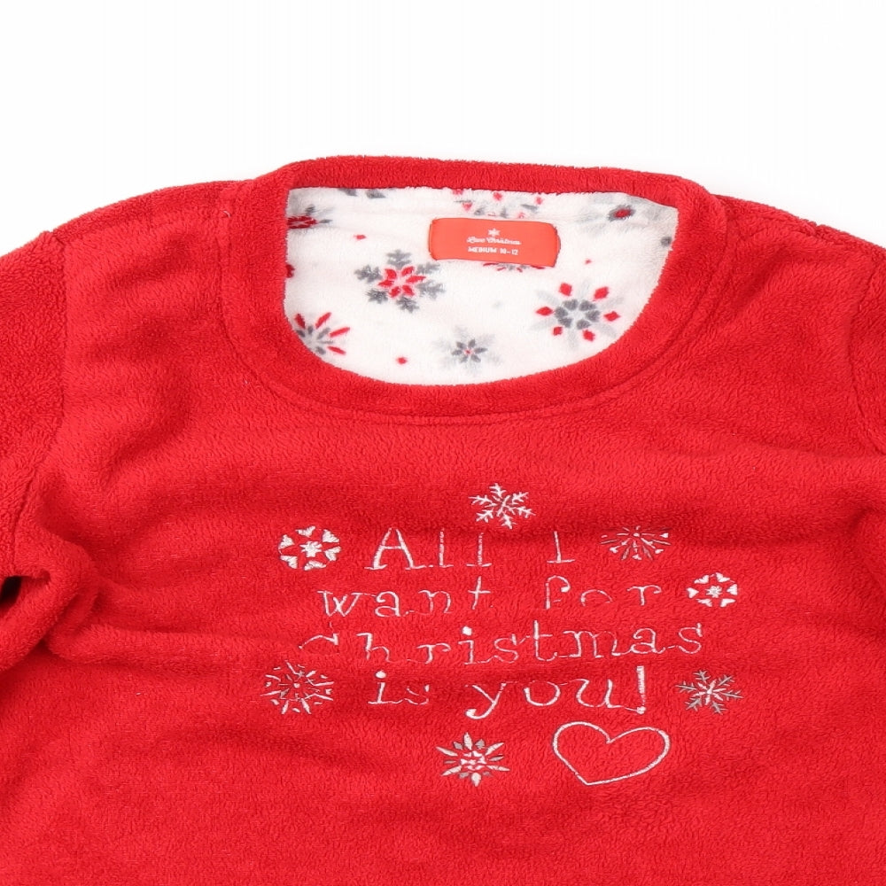Preworn Womens Red Solid  Capri Pyjama Top Size M  - christmas