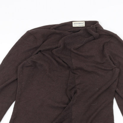 Close-up detail of Atmosphere women’s brown cardigan jumper, size UK 12