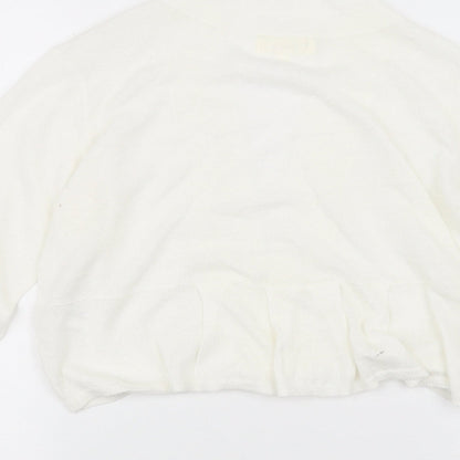 Brand and care label for Linea women’s white cardigan jumper, size M