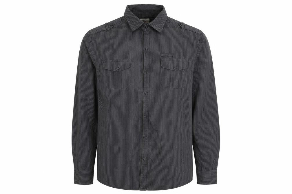 F&F Mens Grey Striped   Button-Up Size L