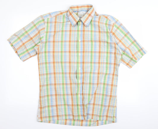 m&s Mens Multicoloured Striped   Button-Up Size 15