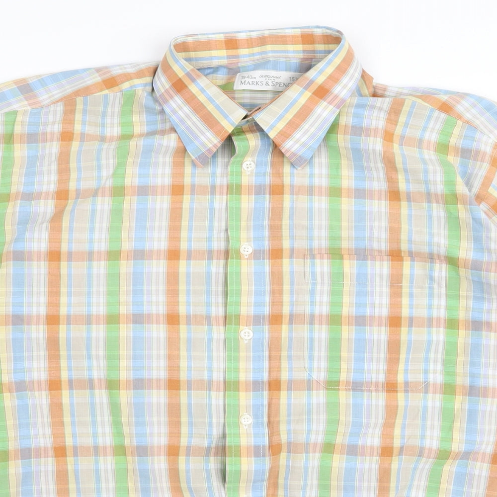 m&s Mens Multicoloured Striped   Button-Up Size 15