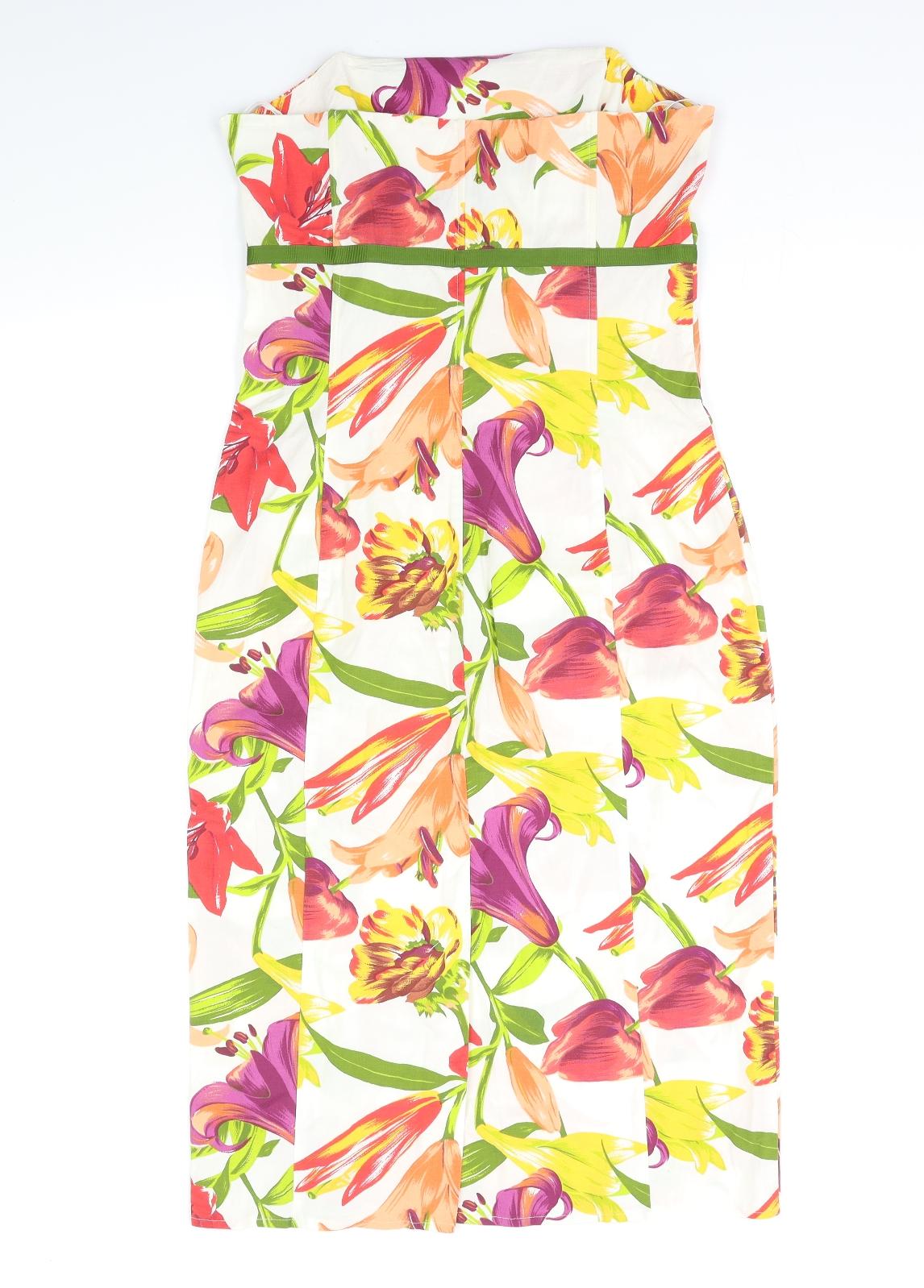 Cream Womens Multicoloured Floral  Fit & Flare  Size 12