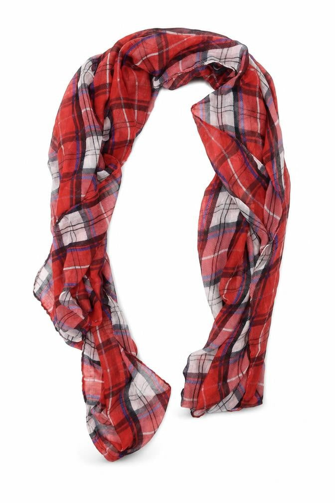 Preworn Unisex Red Check   Shawl/Wrap