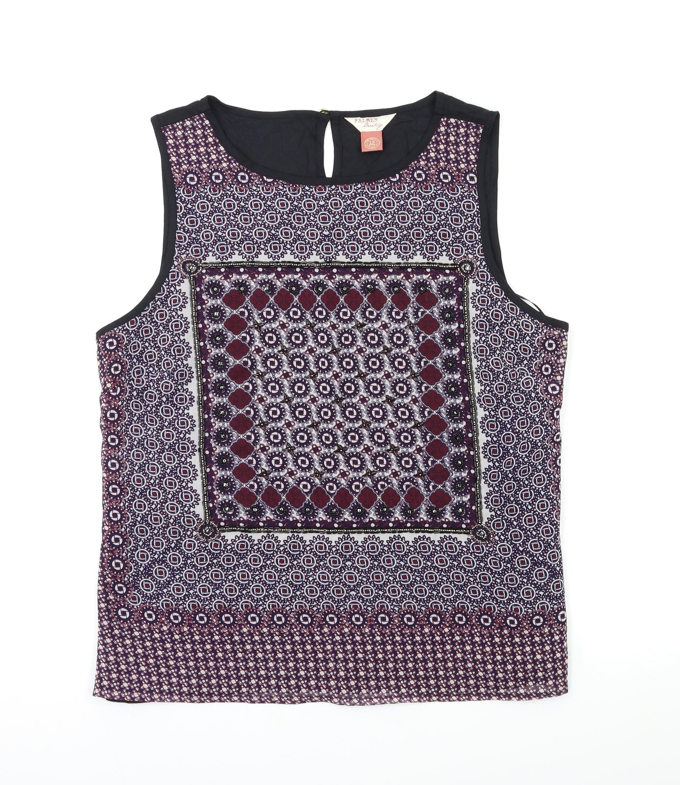 Matalan Womens Black Geometric  Basic Tank Size 12