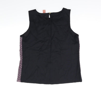 Matalan Womens Black Geometric  Basic Tank Size 12