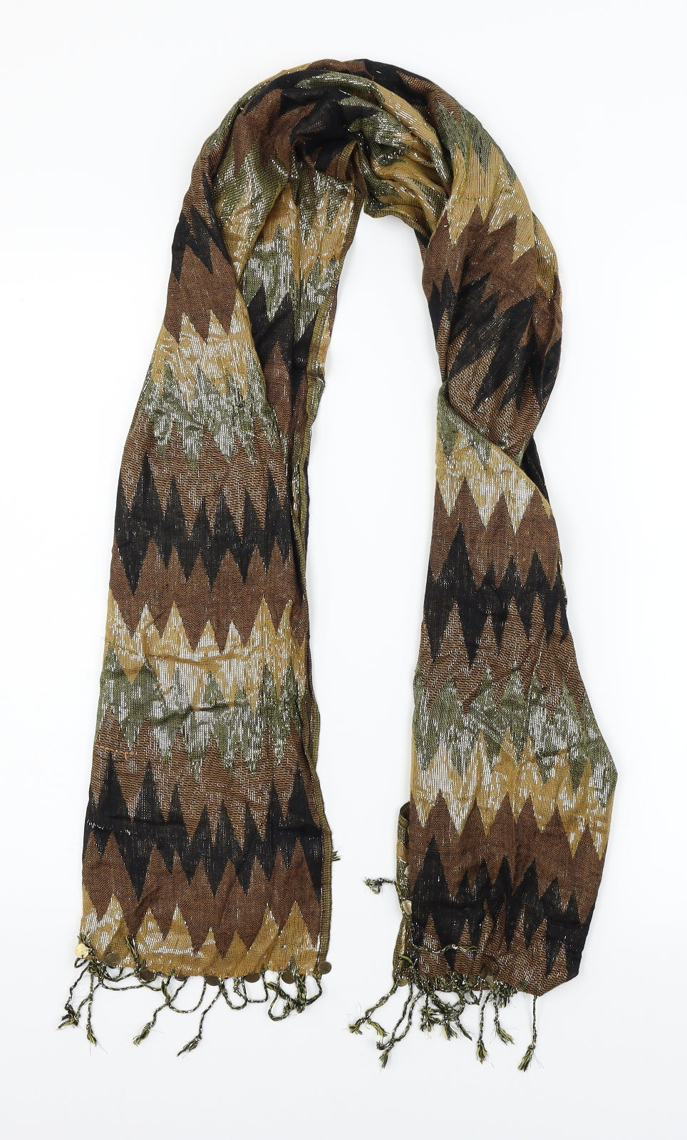 Preworn Womens Brown Argyle/Diamond   Scarf