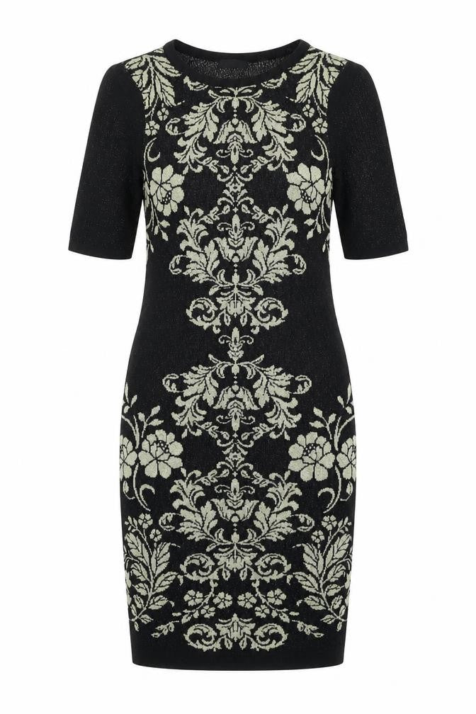 M&Co Womens Black Floral  Pencil Dress  Size 8
