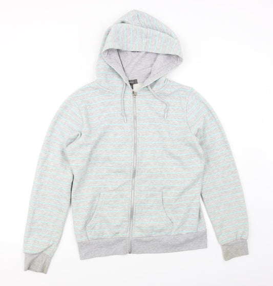 Primark Womens Grey Striped  Full Zip Hoodie Size S