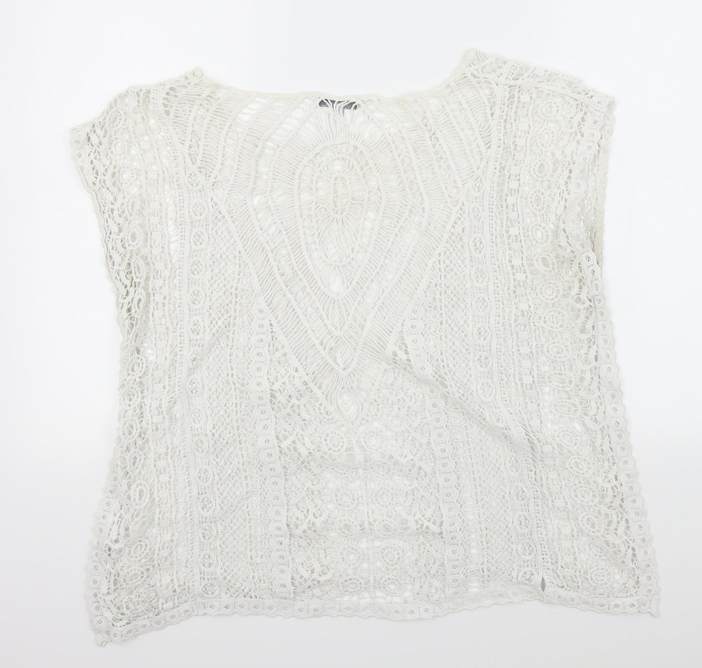Peacocks Womens White Floral  Basic Blouse Size S
