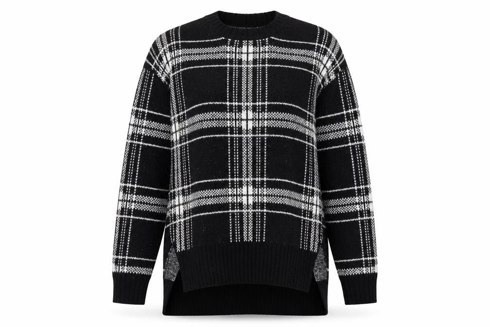 Marks & Spencer Womens Black Check  Pullover Jumper Size M