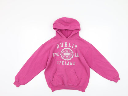 Preloved Gildan Girls Pink   Pullover Hoodie Size M  - Dublin - Front