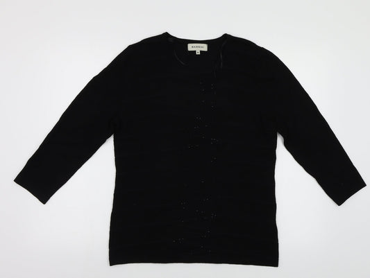 BASSINI Womens Black  Jersey Pullover Jumper Size M  - Embroidered detail