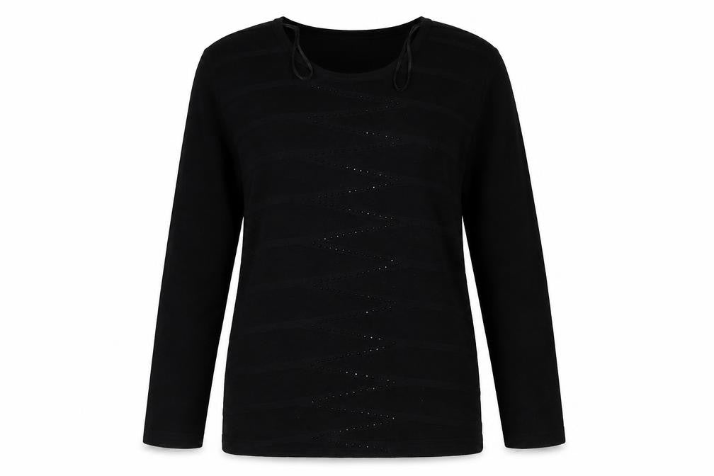Bassini Womens Black  Jersey Pullover Jumper Size M  - Embroidered detail