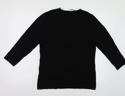 Bassini Womens Black  Jersey Pullover Jumper Size M  - Embroidered detail