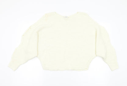 Additional front view of Miss Selfridge women’s ivory jumper, size UK 14, - cutout detail